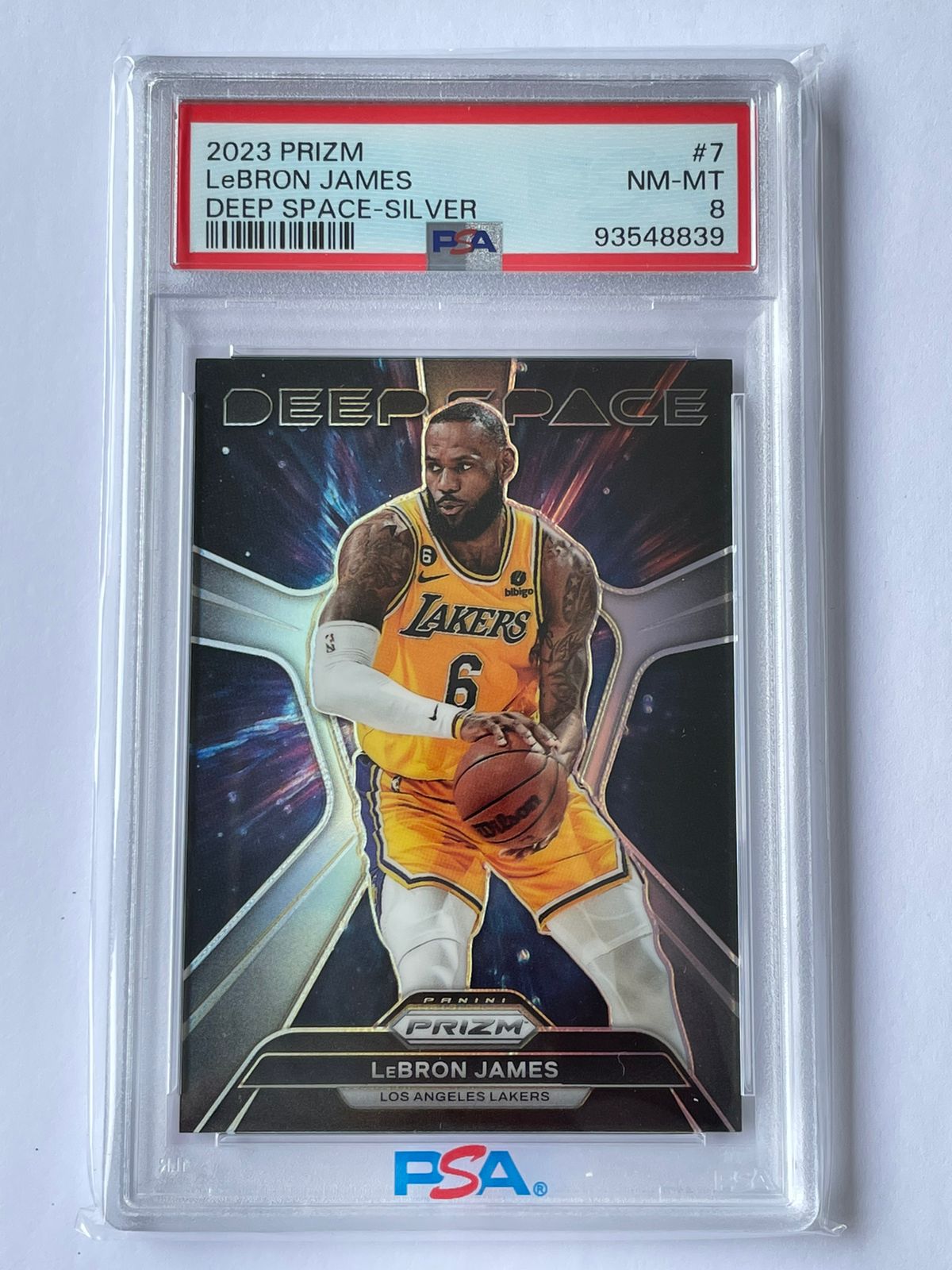 2023 Panini Prizm Lebron James Deep Space Silver PSA8