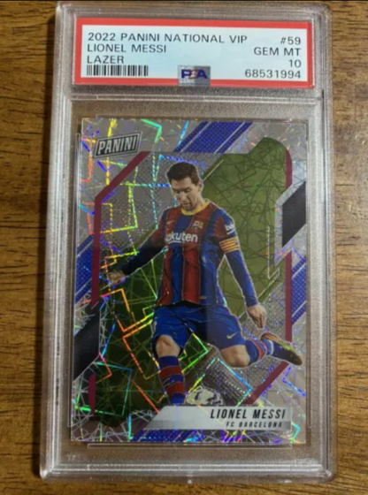 2022 Panini National VIP Lionel Messi Lazer PSA 10