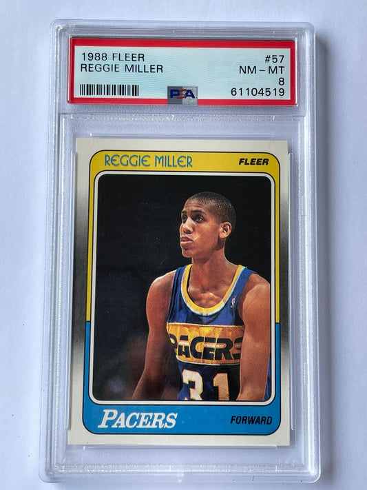 1988 Fleer Reggie Miller Rookie PSA8