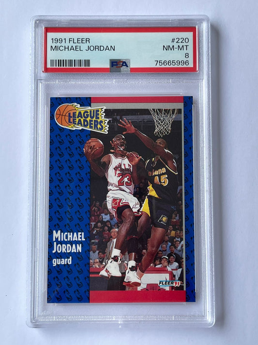 1991 Fleer League Leaders Michael Jordan PSA8