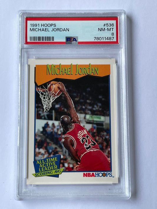 1991 NBA Hoops Micheal Jordan PSA8