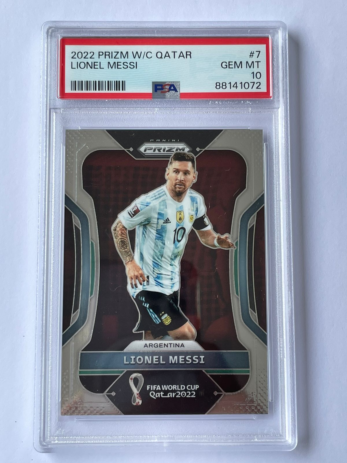 2022 Panini Prizm World Cup QATAR #7 Lionel Messi Base - PSA 10