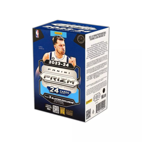 2023-24 Panini Prizm Basketball Blaster Box: 6 packs, 4 tarjetas cada uno. Incluye Ice Prizms y posibilidad de autografiadas. ¡Colecciona hoy!