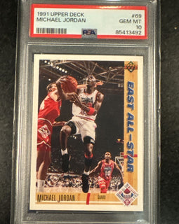 Tarjeta 1991 Upper Deck Michael Jordan #69 PSA 10, perfecta para coleccionistas y fanáticos del baloncesto. ¡Añádela a tu colección!