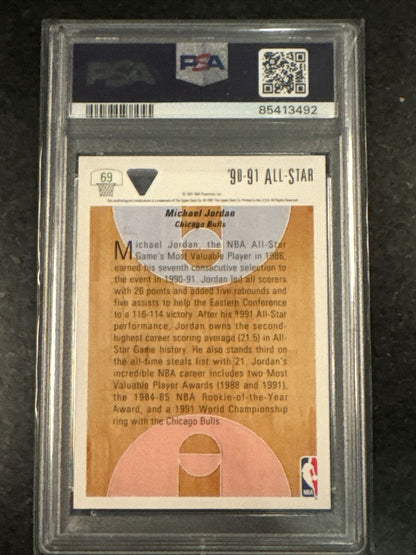 Tarjeta Upper Deck 1991 de Michael Jordan, calificación PSA 10. Perfecta para coleccionistas de élite.