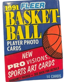 Paquete de tarjetas NBA Fleer 1991: Incluye estrellas como Jordan, Magic y Bird. Perfecto para coleccionistas y fanáticos del baloncesto.