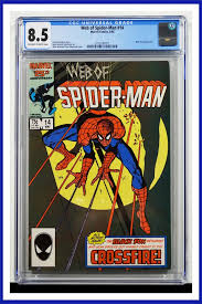 Cómic Web Of Spider-Man #14, calificado 8.5 por CGC, Marvel, mayo 1986. Pieza de colección esencial para fans de Spider-Man.