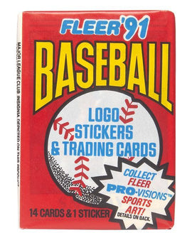 Paquete de béisbol Fleer 1991: Incluye cartas de estrellas como Cal Ripken Jr. y Roger Clemens. ¡Añádelo a tu colección hoy!